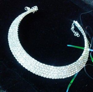 5 stack rhinestone choker